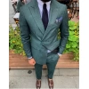 Erkek Kruvaze Model Dar Kesim Desenli  Likralı  Takım Elbise-Gri