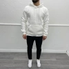 Erkek  İçi Şardonlu Owersize  Kapişonlu Sweatshirt -Beyaz