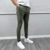 Erkek Dar Kesim Likralı Keten Pantolon-Yeşil