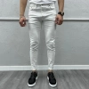 Erkek Dar Kesim Silim fit Likralı Açık Renk Kot Pantolon- Beyaz