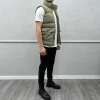 Erkek Hakim Yaka Fermuarlı Jel Dolgu Şişme Yelek-Haki