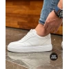 Erkek İçi Dışı Deri Eva Taban Sneakers Bağcıklı Spor Ayakkabı-Beyaz