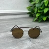 Erkek Unisex Metal Çerçeve Oval Yan Tarafı Farklı Güneş Gözlügü -Kahverengi