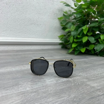 Erkek Unisex Metal Çerçeve Kare Yan Tarafı Metal Delikli Güneş Gözlügü -Gold