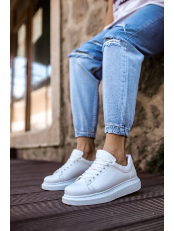 Yeni Sezon Erkek Tarz Casual Sneaker Günlük Spor Rahat Ayakkabı -Beyaz-Beyaz