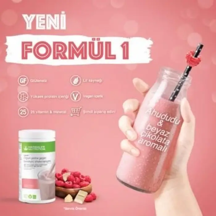 Formül 1 Besleyici Shake Karışımı Ahududu ve Beyaz Çikolata Aromalı