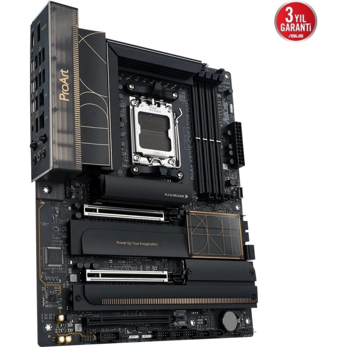 Asus Proart X870E-CREATOR Wıfı Amd X870E Am5 Ddr5 8000 HDMI 2xusb4 4x M2 Usb3.2 Wifi 7 + Bt Aura Rgb 10GBIT + 2.5gbit Lan Atx 16+2+2 Güç Aşamaları, Çift Usb4, Asus Control Center Express Lisansı