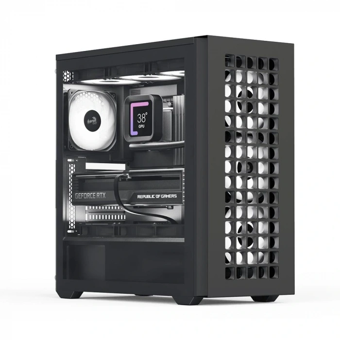 Aerocool D502A 4x12cm A-RGB Fanlı, Şık Mesh Ön Panel, Tempered Cam Yan Panel, USB Type-C, ATX