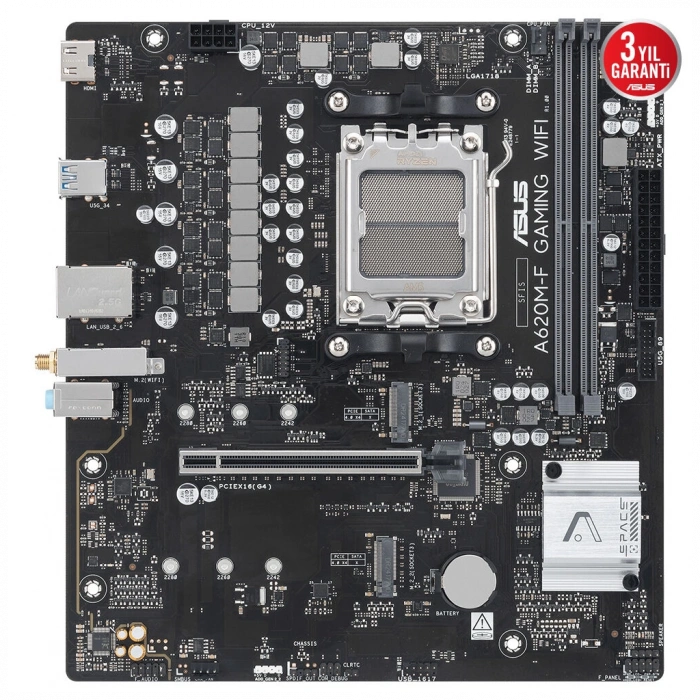 ASUS A620M-F GAMING WIFI 8000MHz DDR5 Soket AM5 M.2 HDMI mATX Anakart