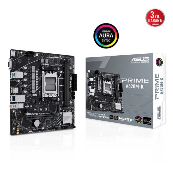 ASUS PRIME A620M-K 6400MHz OC DDR5 Soket AM5 M.2 HDMI VGA mATX Anakart