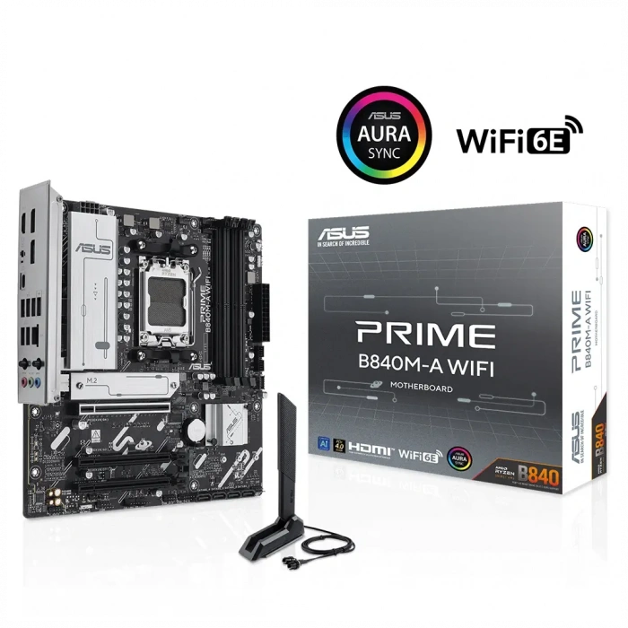 ASUS PRIME B840M-A WIFI 7600MHz OC DDR5 Soket AM5 M.2 HDMI DP mATX Anakart