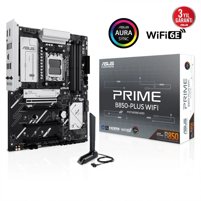 ASUS PRIME B850-PLUS WIFI 8000MHz OC DDR5 Soket AM5 M.2 HDMI DP ATX Anakart