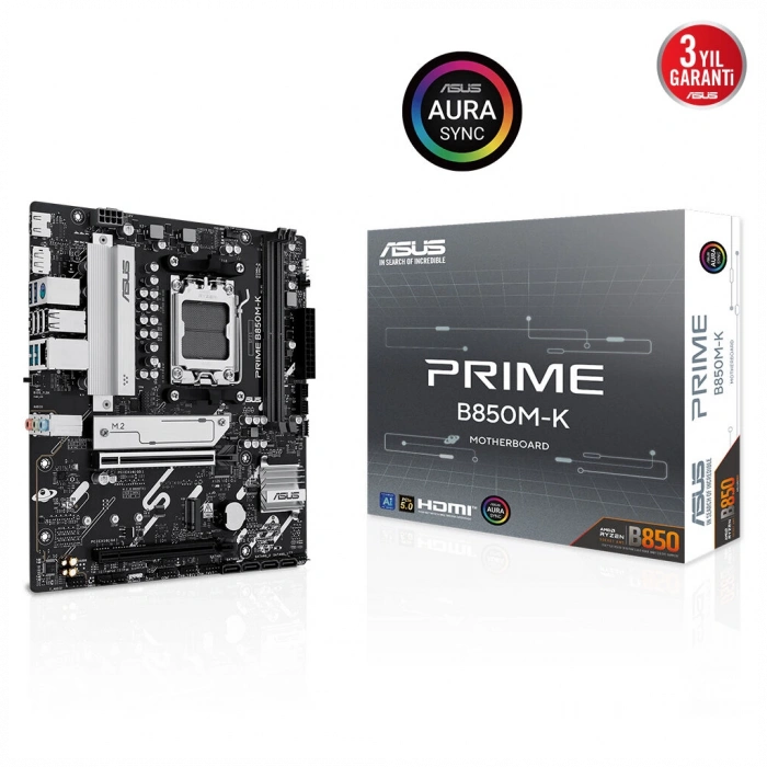 ASUS PRIME B850M-K 8200MHz DDR5 Soket AM5 M.2 HDMI DP mATX Anakart