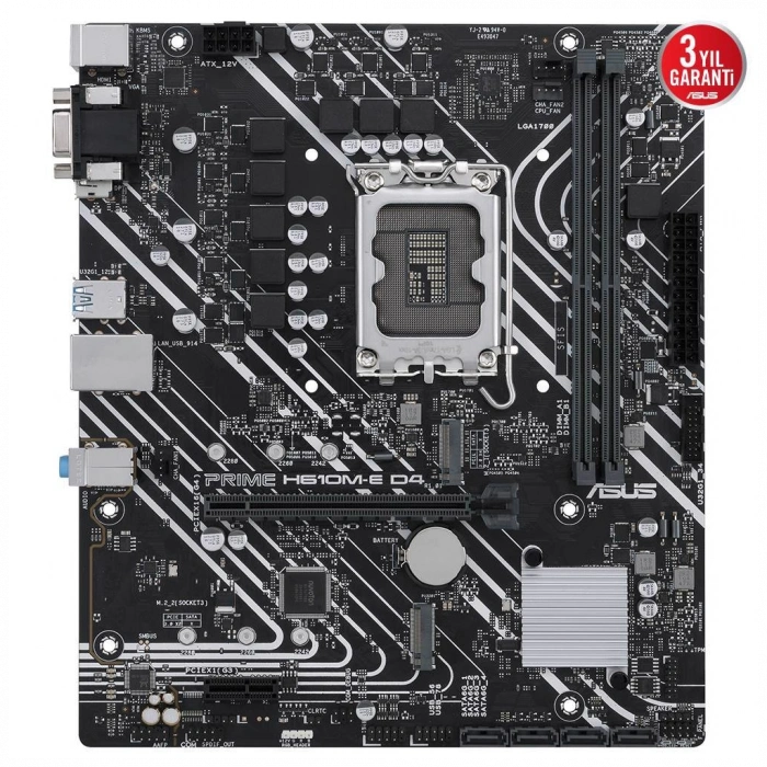 ASUS PRIME H610M-E D4-CSM 3200Mhz DDR4 Soket 1700 M.2 HDMI DP D-Sub mATX Anakart
