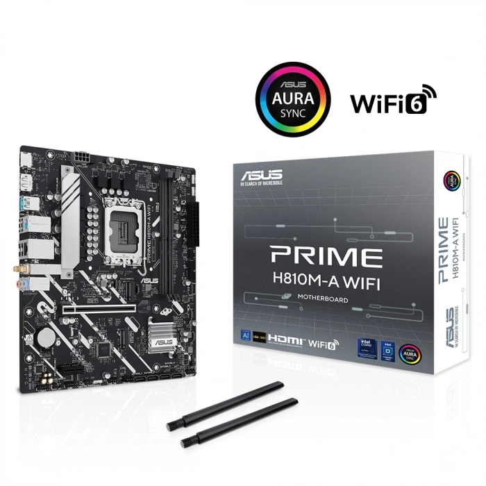 ASUS PRIME H810M-A WIFI 6400MHz OC DDR5 Soket 1851 M.2 USB-C HDMI DP mATX Anakart