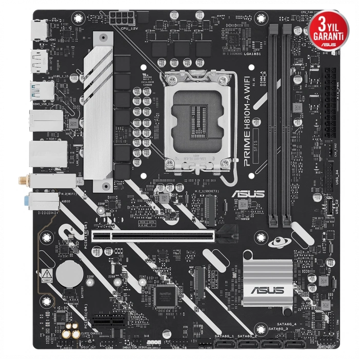ASUS PRIME H810M-A WIFI 6400MHz OC DDR5 Soket 1851 M.2 USB-C HDMI DP mATX Anakart