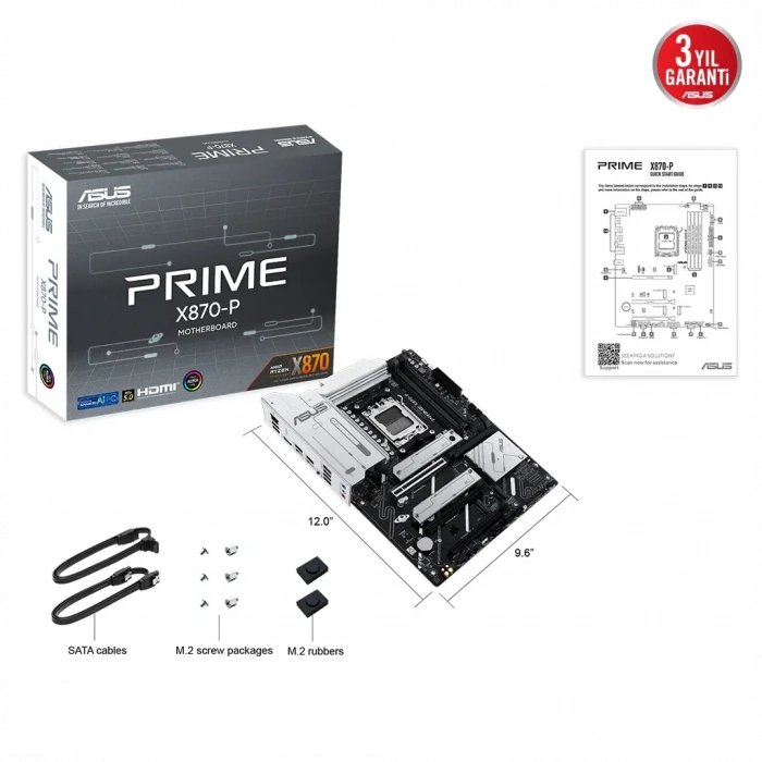 ASUS PRIME X870-P 8000MHz OC DDR5 Soket AM5 M.2 HDMI ATX Anakart