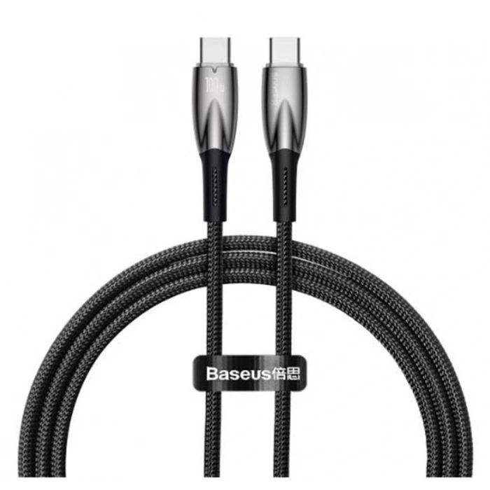 Baseus Glimmer Series CADH000701 1mt 100W Siyah PD Type-C To Type-C  Şarj Kablosu