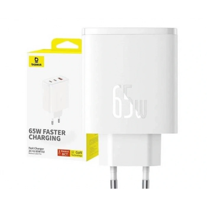 BASEUS P10152301213-00 Cube Pro 2C+U 65W Şarj Cihazı Beyaz