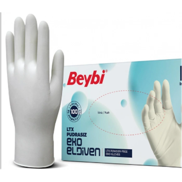 Beybi Lateks Pudrasız Eko (S) Small Beden Muayene Eldiven 100lü Paket