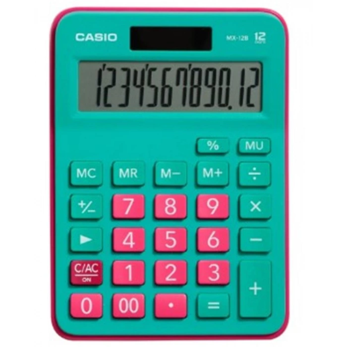 Casio MX-12B-GNRD Yeşil+Pembe 12 Hane Masa Üstü Hesap Makinesi