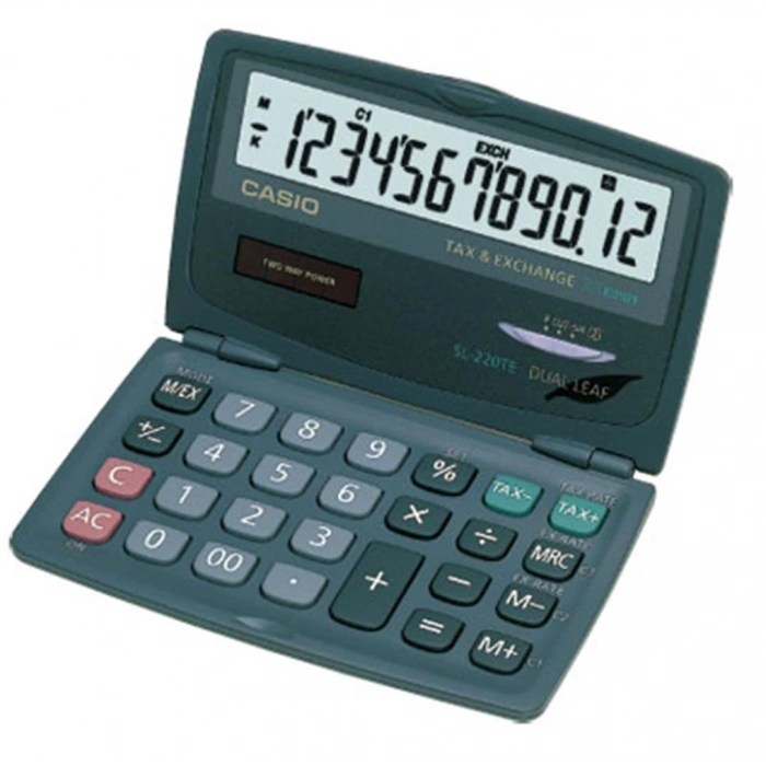 Casio SL-220TE 12 Hane Cep Tipi Kapaklı Hesap Makinesi