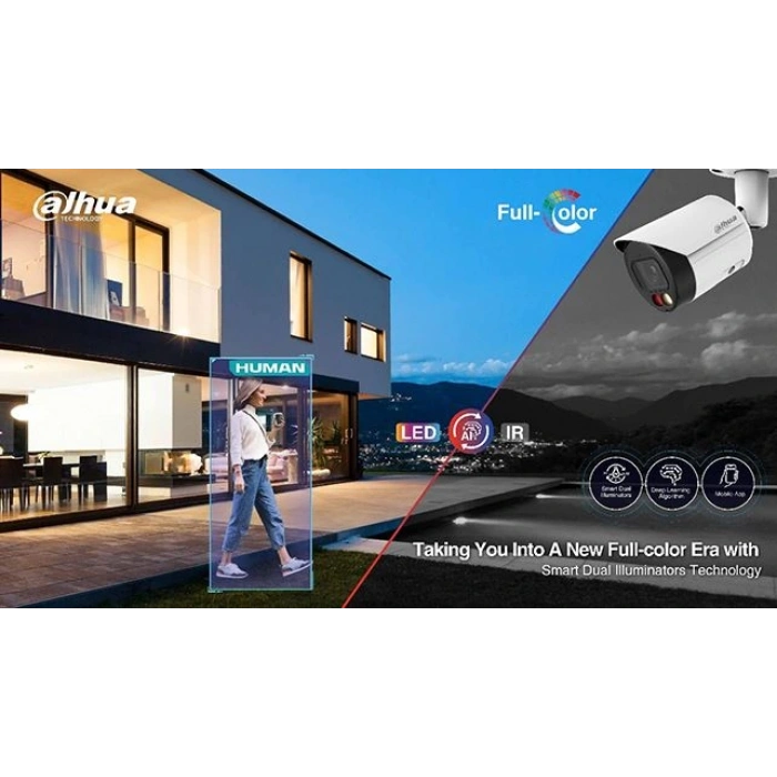 DAHUA IPC-HDW2449T-S-IL 4MP 2.8MM FULLCOLOR IP DOME KAMERA (AKILLI İKİLİ AYDINLATMA,SMD+)
