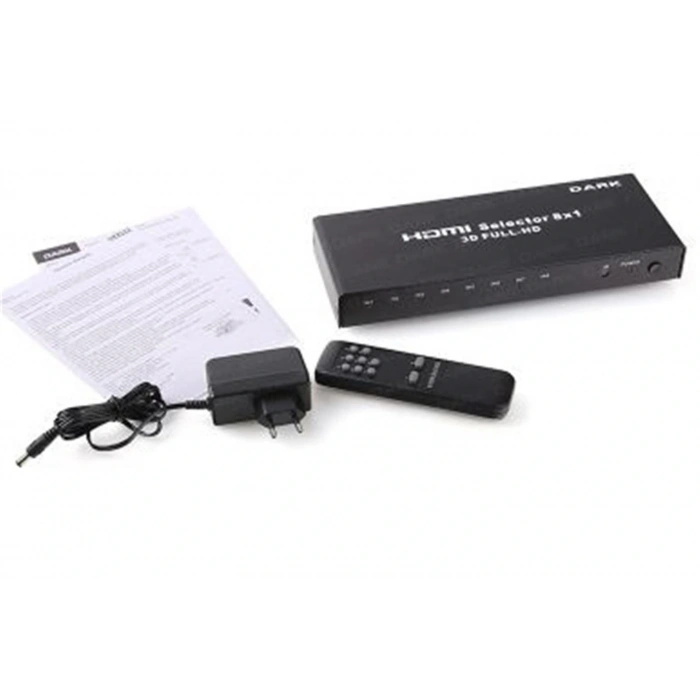 Dark DK-HD-SW8X1 Full HD 8 Giriş 1 Çıkışlı Uzaktan Kumandalı HDMI Switch (Seçici)