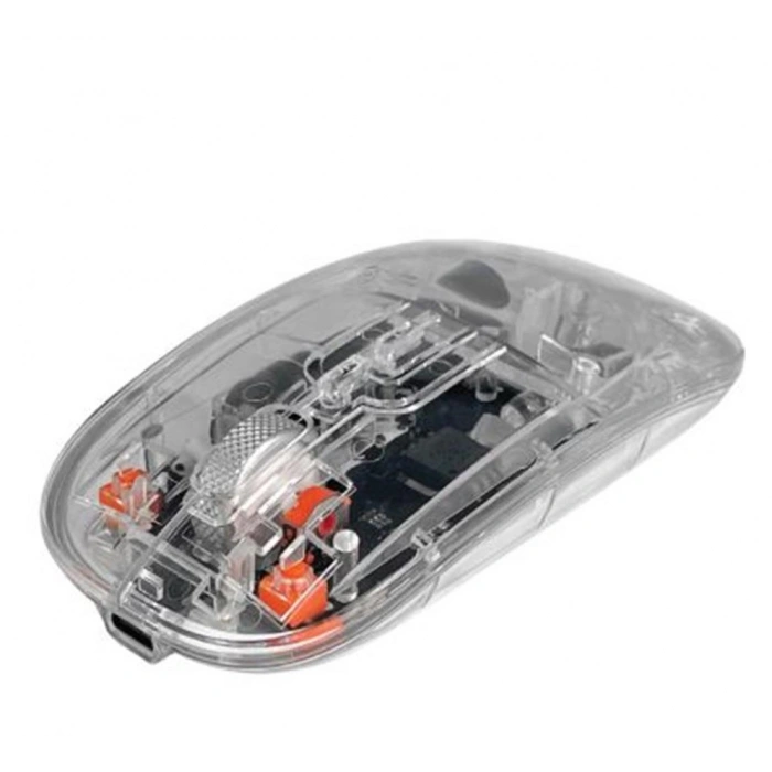 Dexim MW-002RT 2.4Ghz & Bluetooth Kablosuz Şarj Edilebilir Şeffaf Sessiz Mouse-DMA025