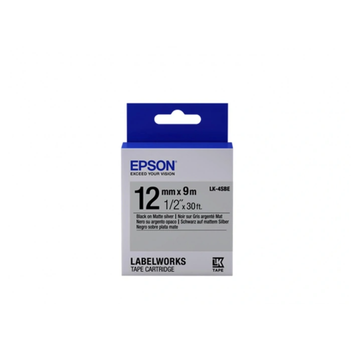Epson LK-4SBE Gümüş Üzeri Siyah 12mm 9Metre Etiket