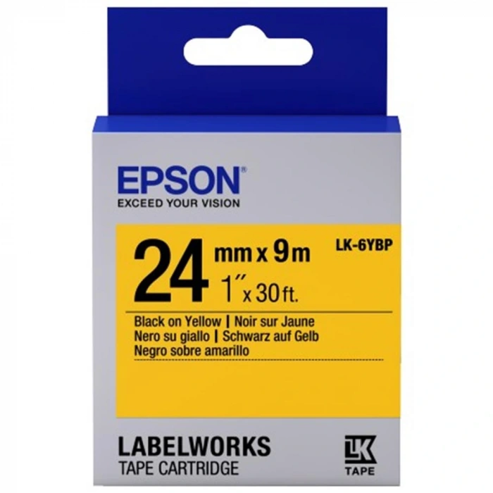 Epson LK-6YBP Pastel Sarı Üzeri Siyah 24mm 9Metre Etiket