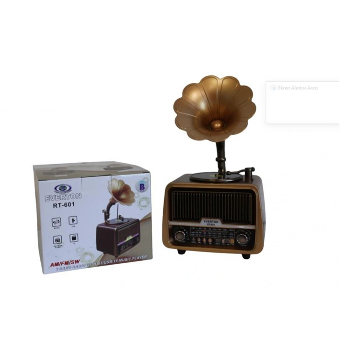 Everton Rt-601 Gramafonlu Bluetooth Fm-Usb-Tf-Aux  Şarjlı Nostaljik Radyo