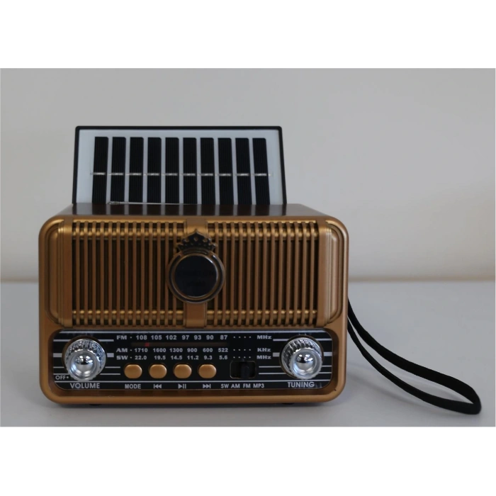 Everton Rt-660  Bluetooth Fm-Usb-Tf-Aux Şarjlı Nostaljik Radyo Solar (Güneş Panelli)