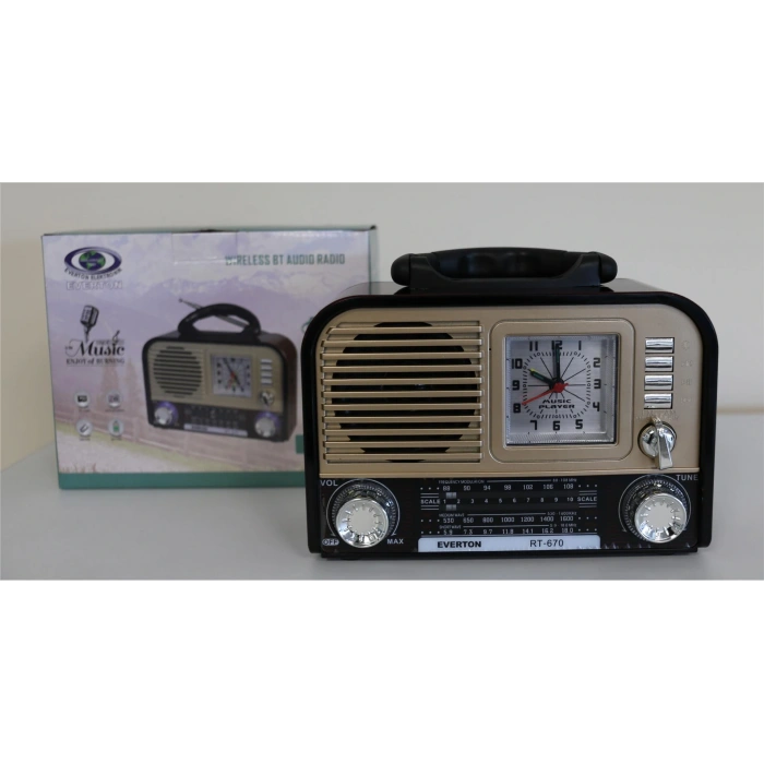 Everton RT-670 Bluetooth Usb-Micro Sd Saatli Nostaljik Radyo