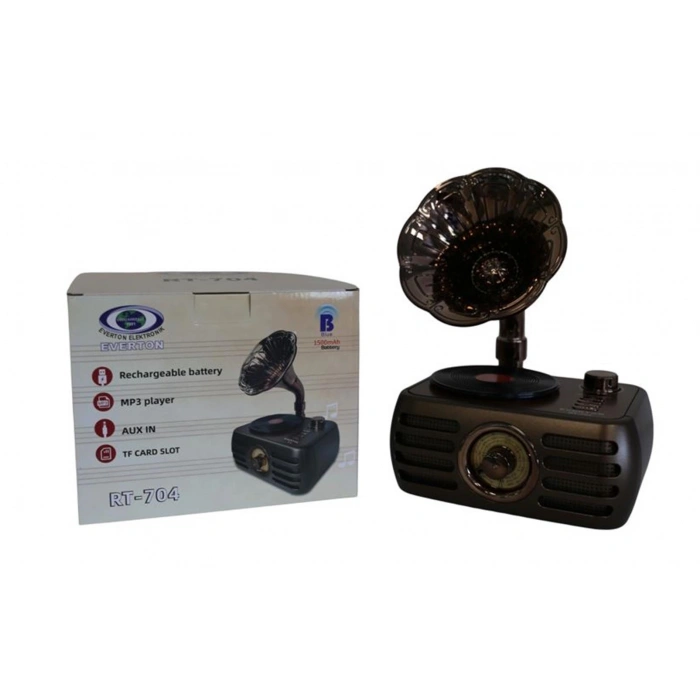 Everton Rt-704 Gramafonlu Bluetooth Fm-Usb-Tf-Aux  Şarjlı Nostaljik Radyo