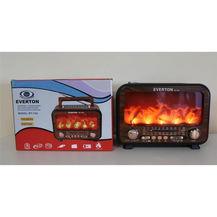 Everton Rt-754  Bluetooth Fm-Usb-Tf-Aux  Şarjlı Nostaljik Radyo (Solar Panel)