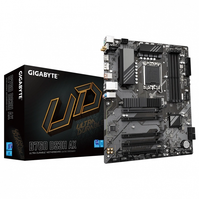 GIGABYTE B760 DS3H AX 7600MHz OC DDR5 Soket 1700 M.2 HDMI DP ATX Anakart