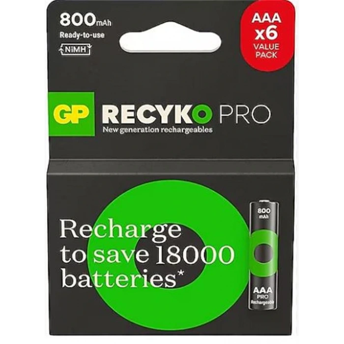 Gp AAA 850 mAh Şarjlı İnce Kalem Pil  4+2li Paket Recyko GPHCH83BOK