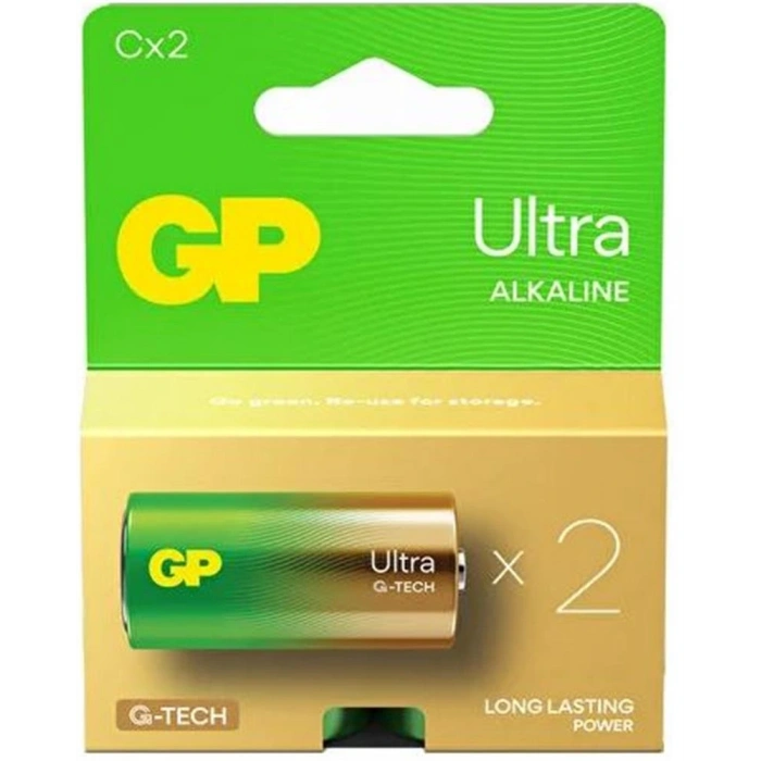 GP G-Tech LR14 Orta Boy Ultra Alkalin Pil 2li Paket GP14AU-U2 C Boy