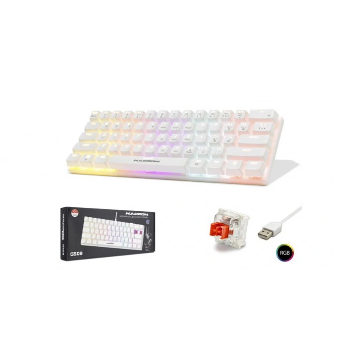 Hadron G508R Kablolu Oyuncu Mini Klavye Mekanik Red Switch Rgb Q Beyaz