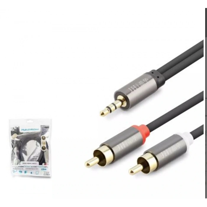 HADRON HDX1068 3.5MM TO 2RCA KABLO 2LINE GOLD 3M SİYAH