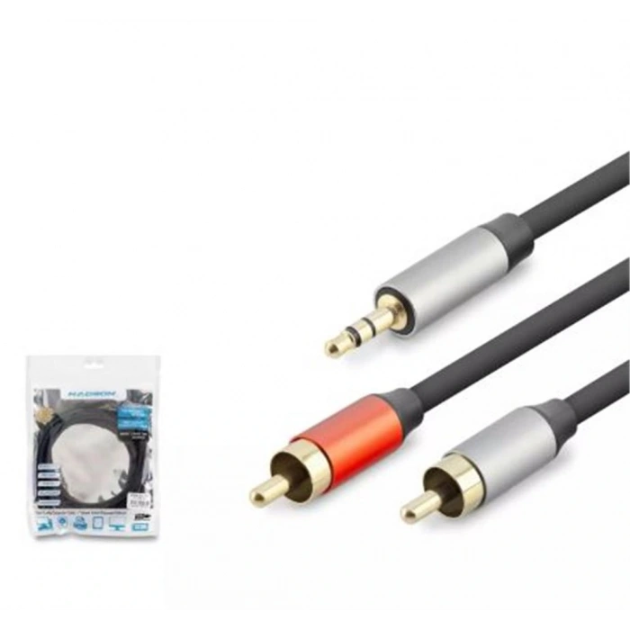 HADRON HDX1074 3.5MM TO 2RCA KABLO 2LINE GOLD 3M SİYAH