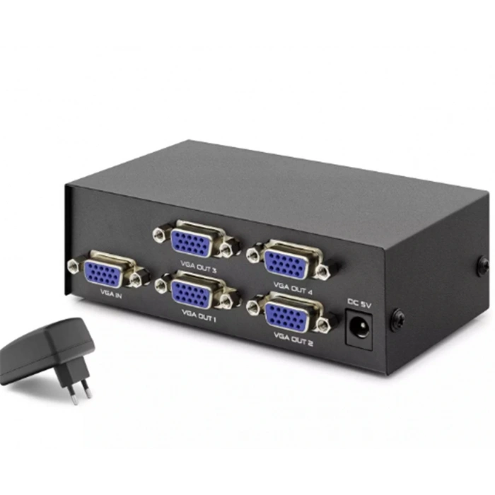 Hadron Hdx1278 4 Port Vga Splitter 200Mhz 1-In 4-Out Siyah