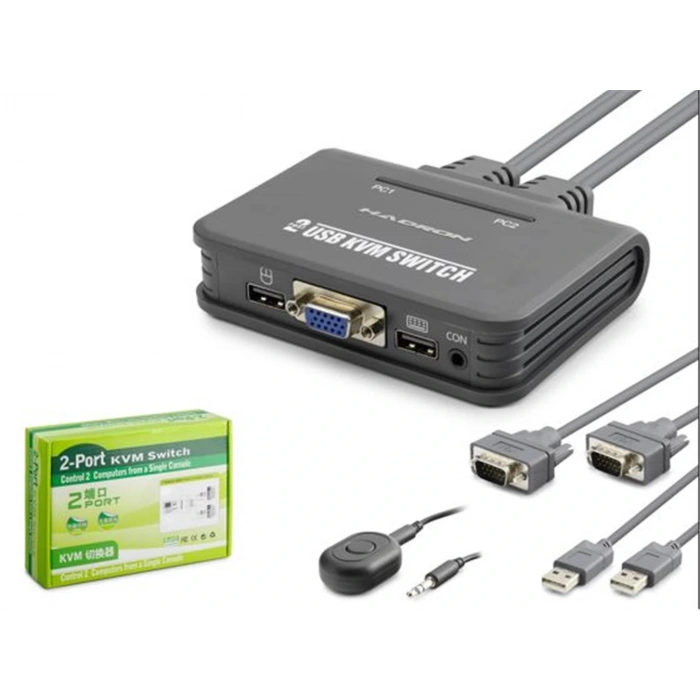 Hadron Hdx1362 Vga Usb Kwm Switch 2Giriş 1Çıkış Kablolu Siyah