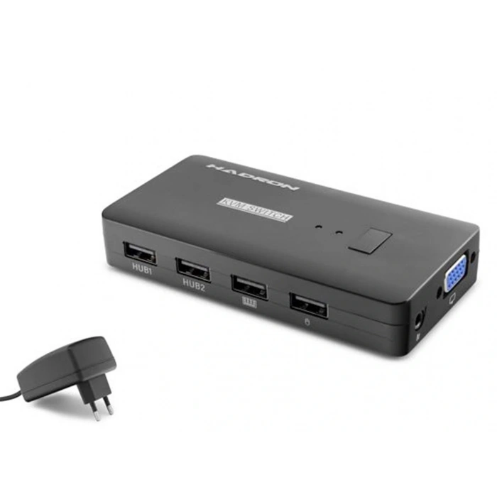 Hadron Hdx1374  2 Port + 4- Usb Vga Kvm Switch  Kablolu Siyah