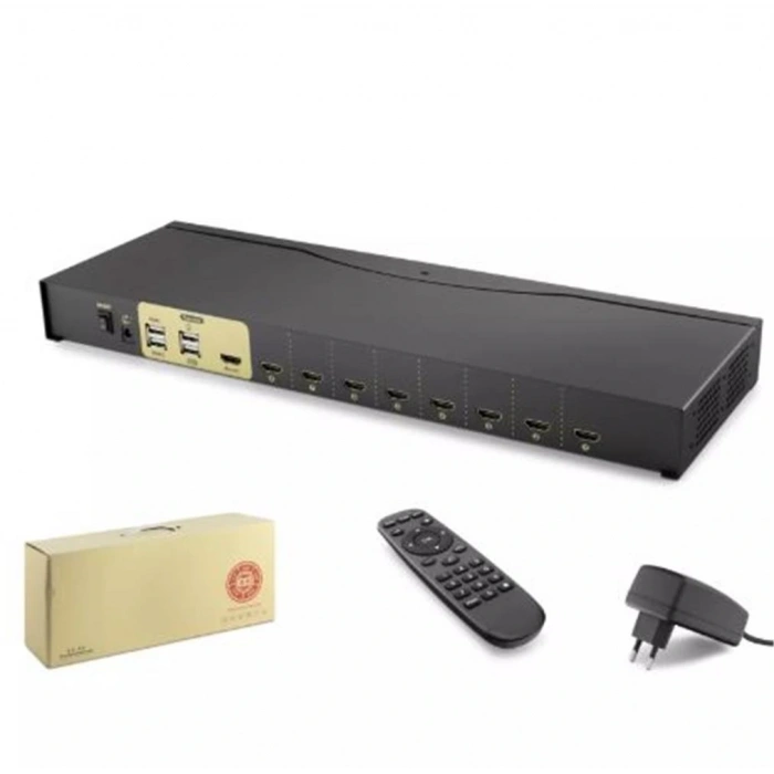 Hadron Hdx1378 8 Port Hdmi Kvm Switch  Siyah IR uzaktan kumanda