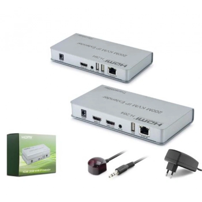 HADRON HDX1424 HDMI KVM IP Extender H.264 Loop Out IR 1080p 60 Hz 200 m Gri