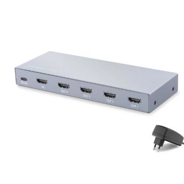 HADRON HDX1429 HDMI Splitter EDID 4K 60 Hz 1 Giriş 4 Çıkış Gri