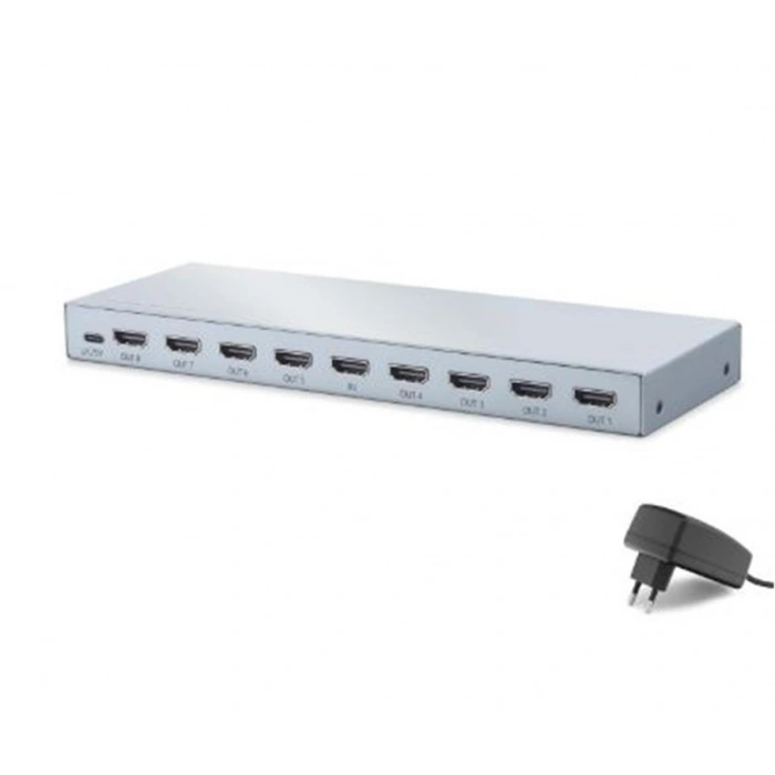 HADRON HDX1430 HDMI Splitter EDID 4K 60 Hz 1 Giriş 8 Çıkış Gri