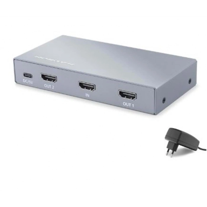 HADRON HDX1431 HDMI Splitter EDID 8K 60 Hz 1 Giriş 2 Çıkış Gri